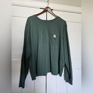 Carhartt Womens Green Tencel Long Sleeve Shirt with Pocket